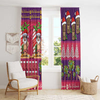 Hawaiian Christmas Window Curtain - Mele Kalikimaka Island Holiday Vibes - Pink Purple LT03 - Polynesian Pride