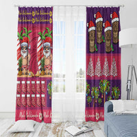 Hawaiian Christmas Window Curtain - Mele Kalikimaka Island Holiday Vibes - Pink Purple LT03 - Polynesian Pride