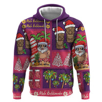 Hawaiian Christmas Zip Hoodie - Mele Kalikimaka Island Holiday Vibes - Pink Purple LT03 Pullover Hoodie Pink - Purple - Polynesian Pride