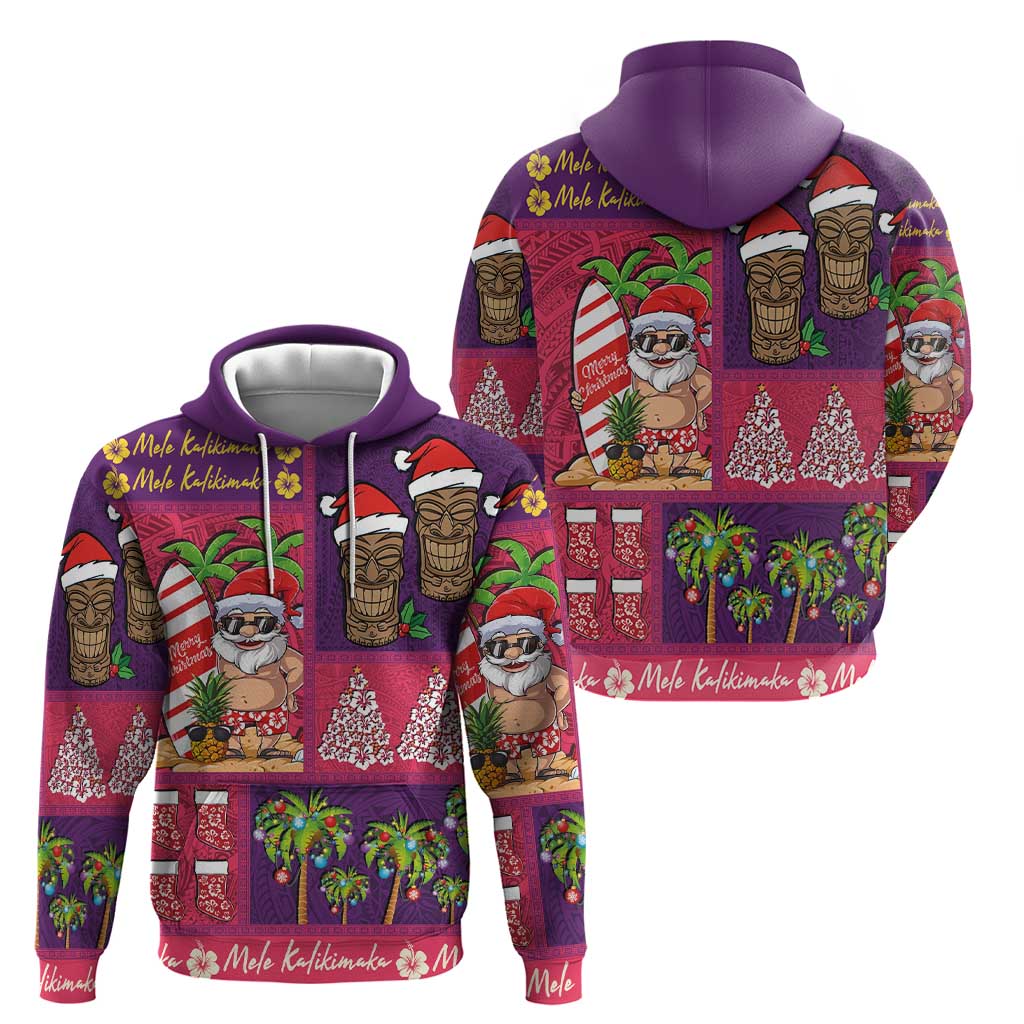 Hawaiian Christmas Zip Hoodie - Mele Kalikimaka Island Holiday Vibes - Pink Purple LT03 - Polynesian Pride