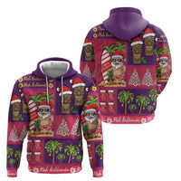 Hawaiian Christmas Zip Hoodie - Mele Kalikimaka Island Holiday Vibes - Pink Purple LT03 - Polynesian Pride