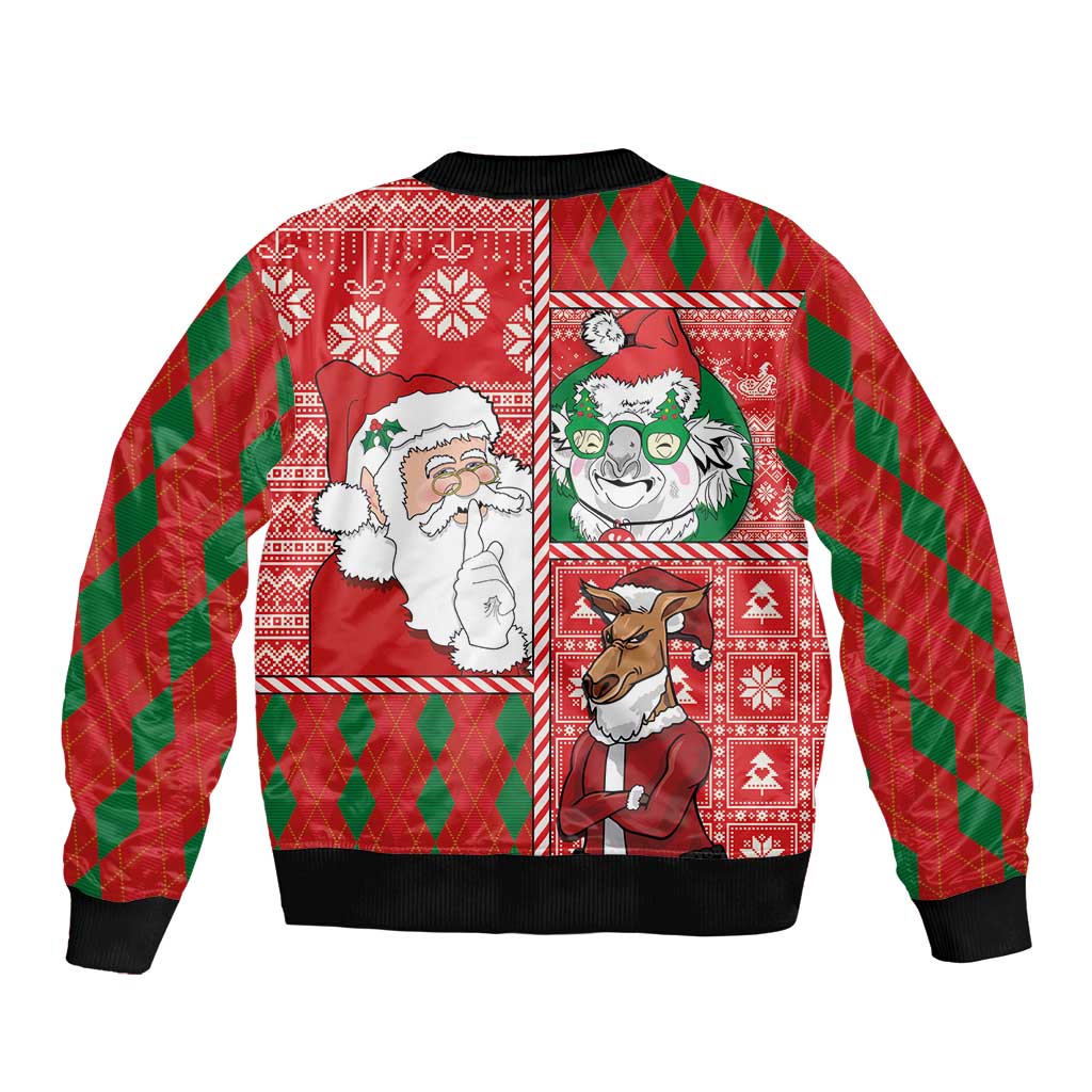 Australian Christmas Bomber Jacket - Santa Koala Kangaroo and Holiday Cheer LT03 - Polynesian Pride