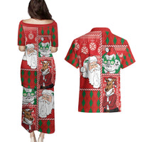Australian Christmas Couples Matching Puletasi and Hawaiian Shirt - Santa Koala Kangaroo and Holiday Cheer LT03 - Polynesian Pride