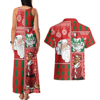 Australian Christmas Couples Matching Tank Maxi Dress and Hawaiian Shirt - Santa Koala Kangaroo and Holiday Cheer LT03 - Polynesian Pride