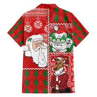 Australian Christmas Family Matching Off Shoulder Maxi Dress and Hawaiian Shirt - Santa Koala Kangaroo and Holiday Cheer LT03 - Polynesian Pride