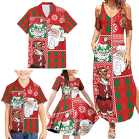 Australian Christmas Family Matching Summer Maxi Dress and Hawaiian Shirt - Santa Koala Kangaroo and Holiday Cheer LT03 - Polynesian Pride