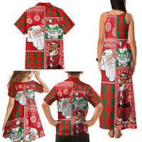 Australian Christmas Family Matching Tank Maxi Dress and Hawaiian Shirt - Santa Koala Kangaroo and Holiday Cheer LT03 - Polynesian Pride