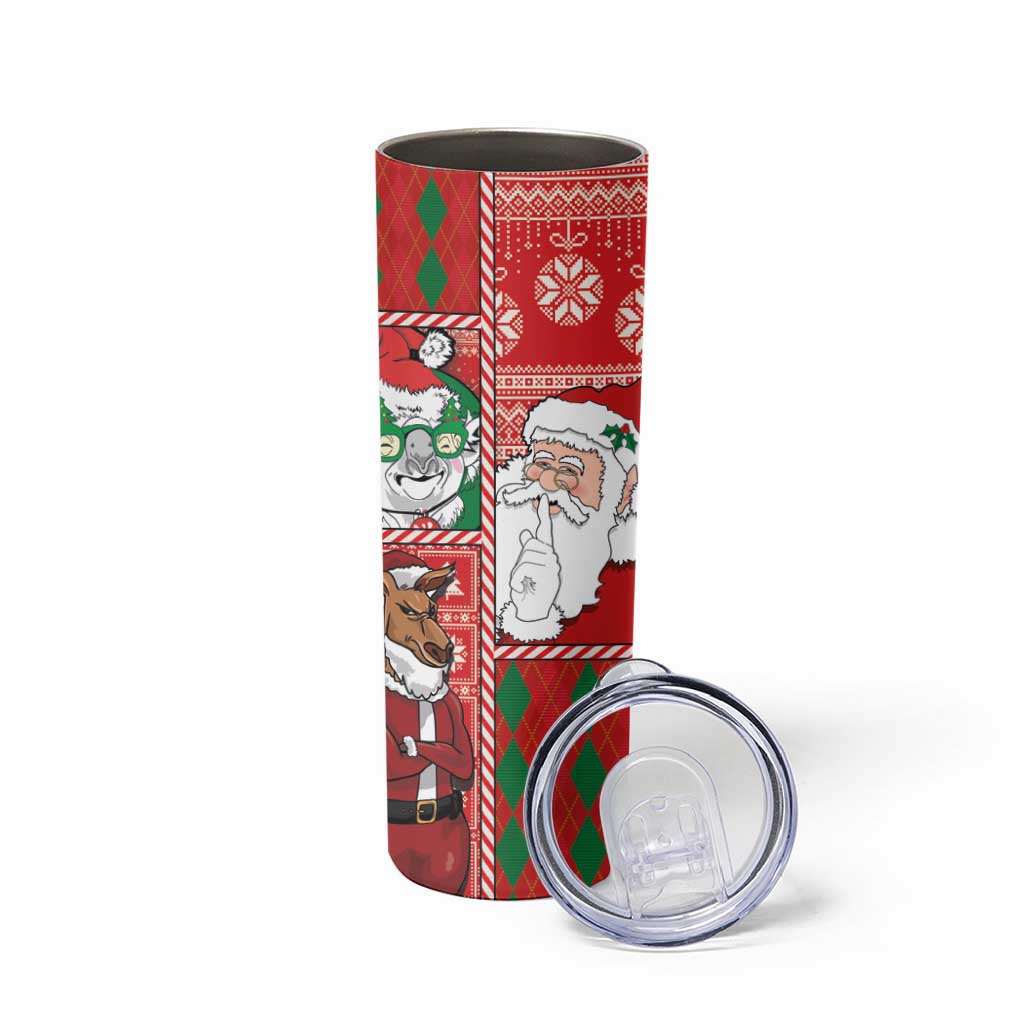 Australian Christmas Skinny Tumbler - Santa Koala Kangaroo and Holiday Cheer LT03 - Polynesian Pride