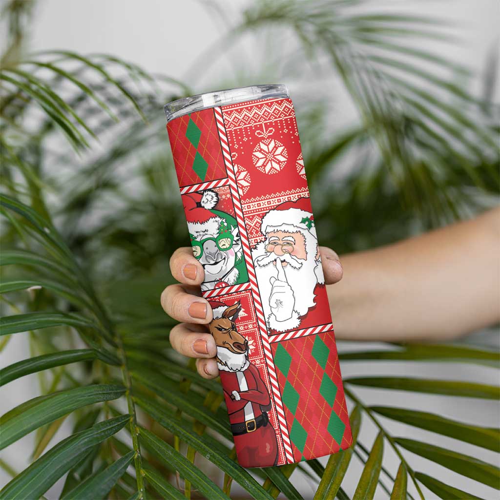 Australian Christmas Skinny Tumbler - Santa Koala Kangaroo and Holiday Cheer LT03 - Polynesian Pride