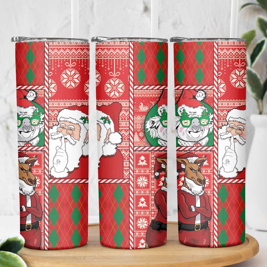 Australian Christmas Skinny Tumbler - Santa Koala Kangaroo and Holiday Cheer LT03 - Polynesian Pride