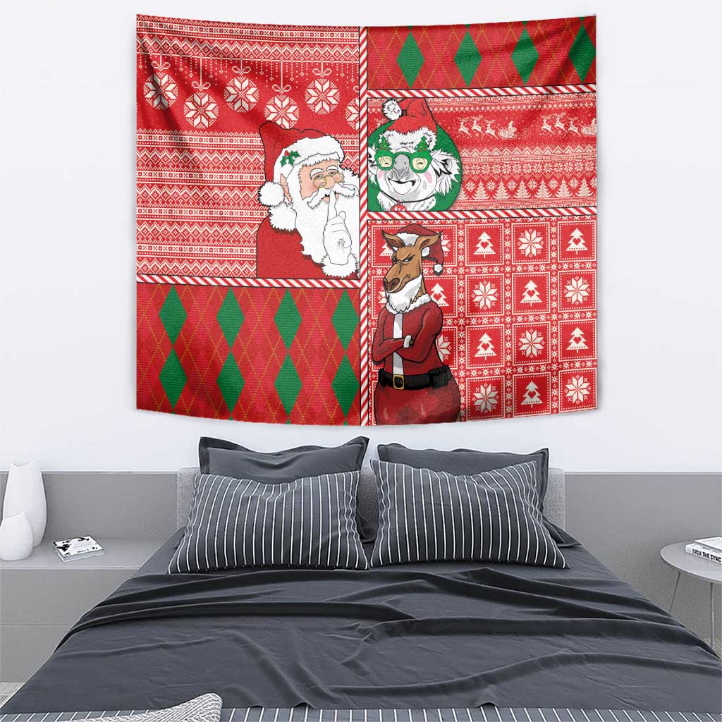 Australian Christmas Tapestry - Santa Koala Kangaroo and Holiday Cheer LT03 - Polynesian Pride