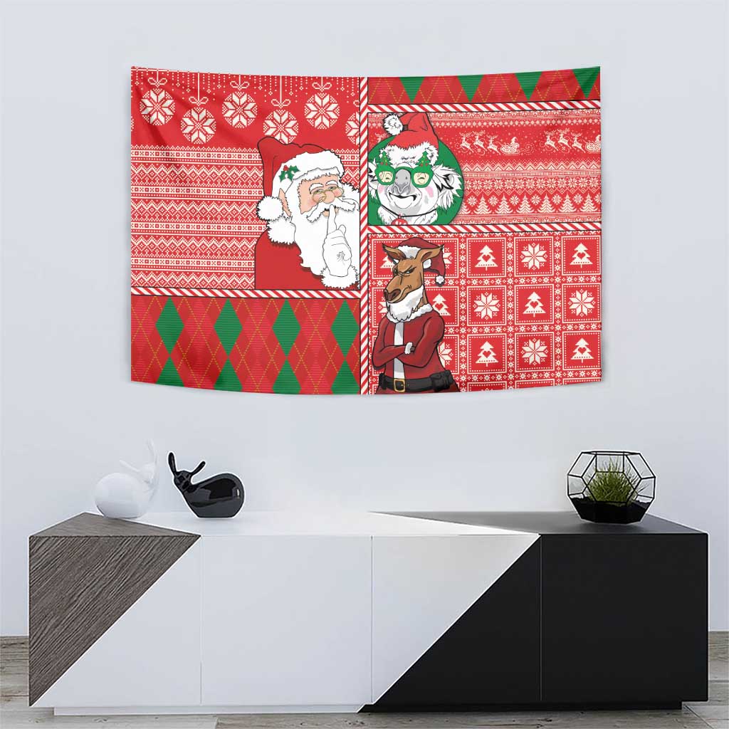 Australian Christmas Tapestry - Santa Koala Kangaroo and Holiday Cheer LT03 - Polynesian Pride