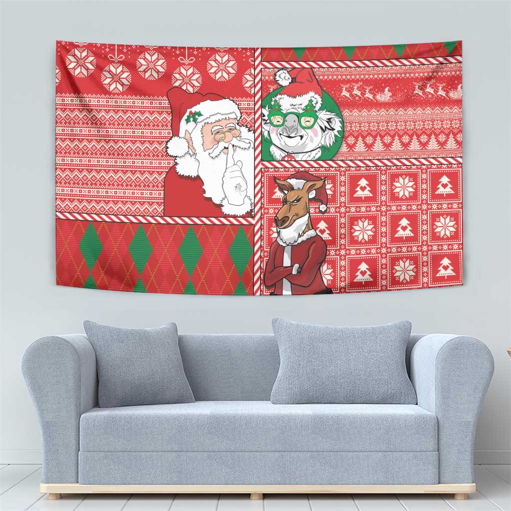 Australian Christmas Tapestry - Santa Koala Kangaroo and Holiday Cheer LT03 - Polynesian Pride