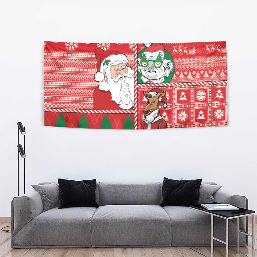 Australian Christmas Tapestry - Santa Koala Kangaroo and Holiday Cheer LT03 - Polynesian Pride