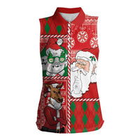 Australian Christmas Women Sleeveless Polo Shirt - Santa Koala Kangaroo and Holiday Cheer LT03 Female Red - Polynesian Pride