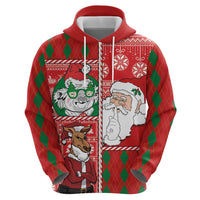 Australian Christmas Zip Hoodie - Santa Koala Kangaroo and Holiday Cheer