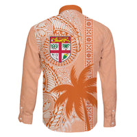 Bula Fiji Family Matching Mermaid Dress and Hawaiian Shirt Tropical Flower and Tapa Pattern Peach Fuzz Color LT03 - Polynesian Pride