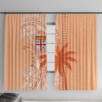 Bula Fiji Window Curtain Tropical Flower and Tapa Pattern Peach Fuzz Color LT03 With Hooks Peach Fuzz - Polynesian Pride