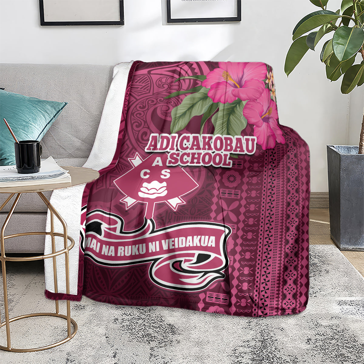 Fiji Adi Cakobau School Blanket Tropical Flower and Tapa Pattern LT03 - Polynesian Pride