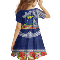 Fiji Natabua High School Family Matching Tank Maxi Dress and Hawaiian Shirt Tropical Flower and Tapa Pattern Blue Style LT03 - Polynesian Pride