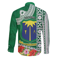Fiji Natabua High School Family Matching Short Sleeve Bodycon Dress and Hawaiian Shirt Tropical Flower and Tapa Pattern Green Style LT03 - Polynesian Pride