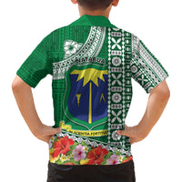 Fiji Natabua High School Kid Hawaiian Shirt Tropical Flower and Tapa Pattern Green Style LT03 - Polynesian Pride