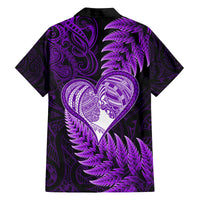 New Zealand Valentine Day Family Matching Summer Maxi Dress and Hawaiian Shirt Aotearoa Warrior Love Story Silver Fern Koru Purple Style LT03 - Polynesian Pride