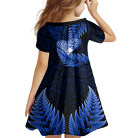 New Zealand Valentine Day Family Matching Puletasi and Hawaiian Shirt Aotearoa Warrior Love Story Silver Fern Koru Blue Style LT03 - Polynesian Pride