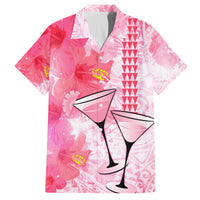 Hawaiian Cocktail Valentine Day Family Matching Summer Maxi Dress and Hawaiian Shirt Hibiscus Kakau Pattern Pink Version LT03 Dad's Shirt - Short Sleeve Pink - Polynesian Pride