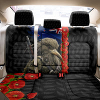 New Zealand Kiwi Soldier ANZAC Back Car Seat Cover Red Poppy Flower and Silver Fern Pattern LT03 - Polynesian Pride