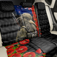 New Zealand Kiwi Soldier ANZAC Back Car Seat Cover Red Poppy Flower and Silver Fern Pattern LT03 - Polynesian Pride
