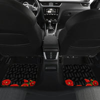 New Zealand Kiwi Soldier ANZAC Car Mats Red Poppy Flower and Silver Fern Pattern LT03 Set 2pcs - Back Black - Polynesian Pride