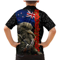 New Zealand Kiwi Soldier ANZAC Family Matching Mermaid Dress and Hawaiian Shirt Red Poppy Flower and Silver Fern Pattern LT03 - Polynesian Pride
