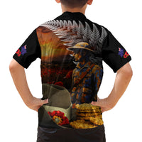 Slouch Hat and Biscuits ANZAC Family Matching Summer Maxi Dress and Hawaiian Shirt with Soldier Silver Fern LT03 - Polynesian Pride