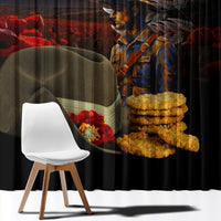 Slouch Hat and Biscuits ANZAC Window Curtain with Soldier Silver Fern LT03 - Polynesian Pride
