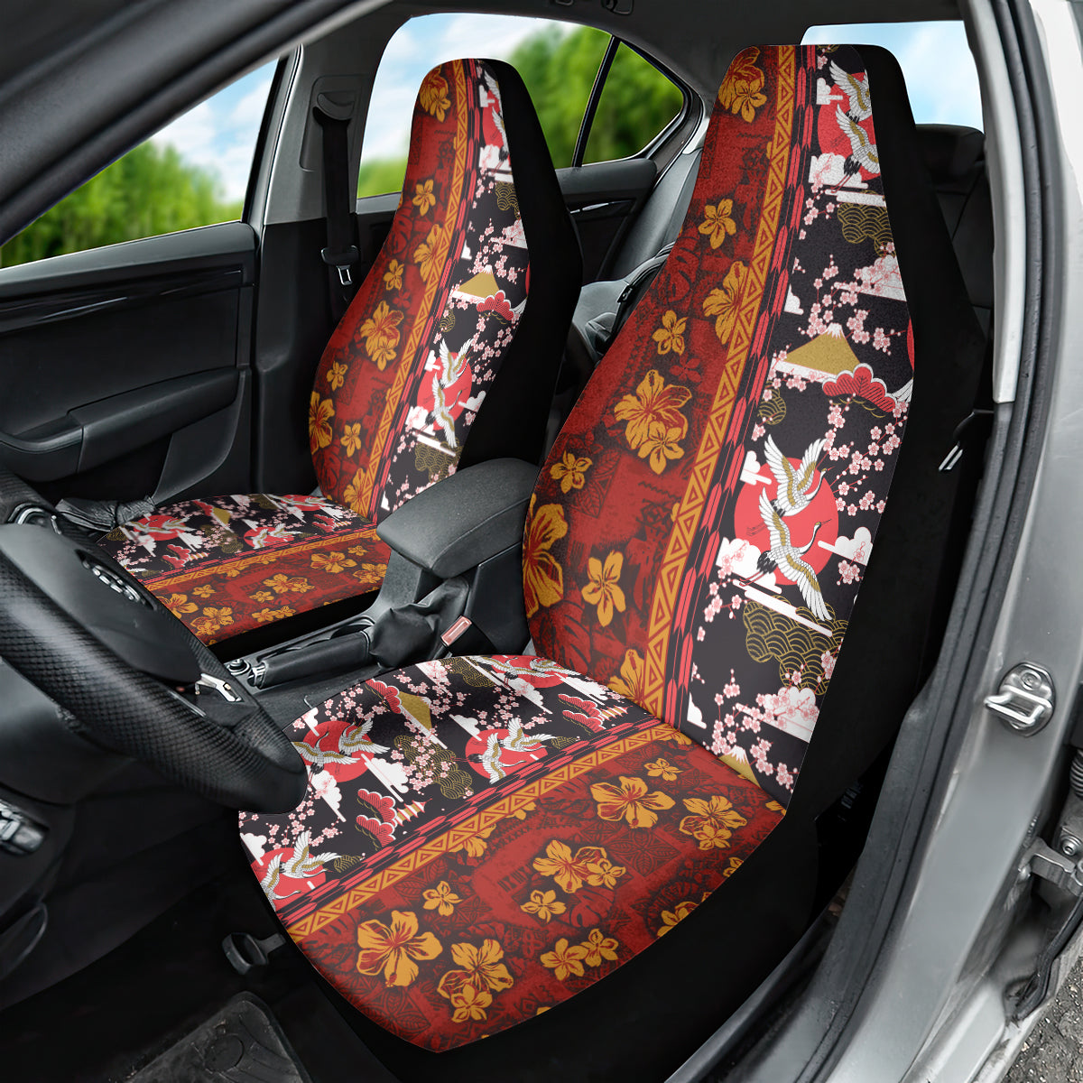 Japanese Culture Hawaii Style Car Seat Cover Hawaiian Tribal and Japanese Pattern Together Culture LT03 - Polynesian Pride