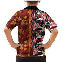 Japanese Culture Hawaii Style Family Matching Mermaid Dress and Hawaiian Shirt Hawaiian Tribal and Japanese Pattern Together Culture LT03 - Polynesian Pride