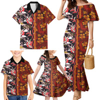Japanese Culture Hawaii Style Family Matching Mermaid Dress and Hawaiian Shirt Hawaiian Tribal and Japanese Pattern Together Culture LT03 - Polynesian Pride