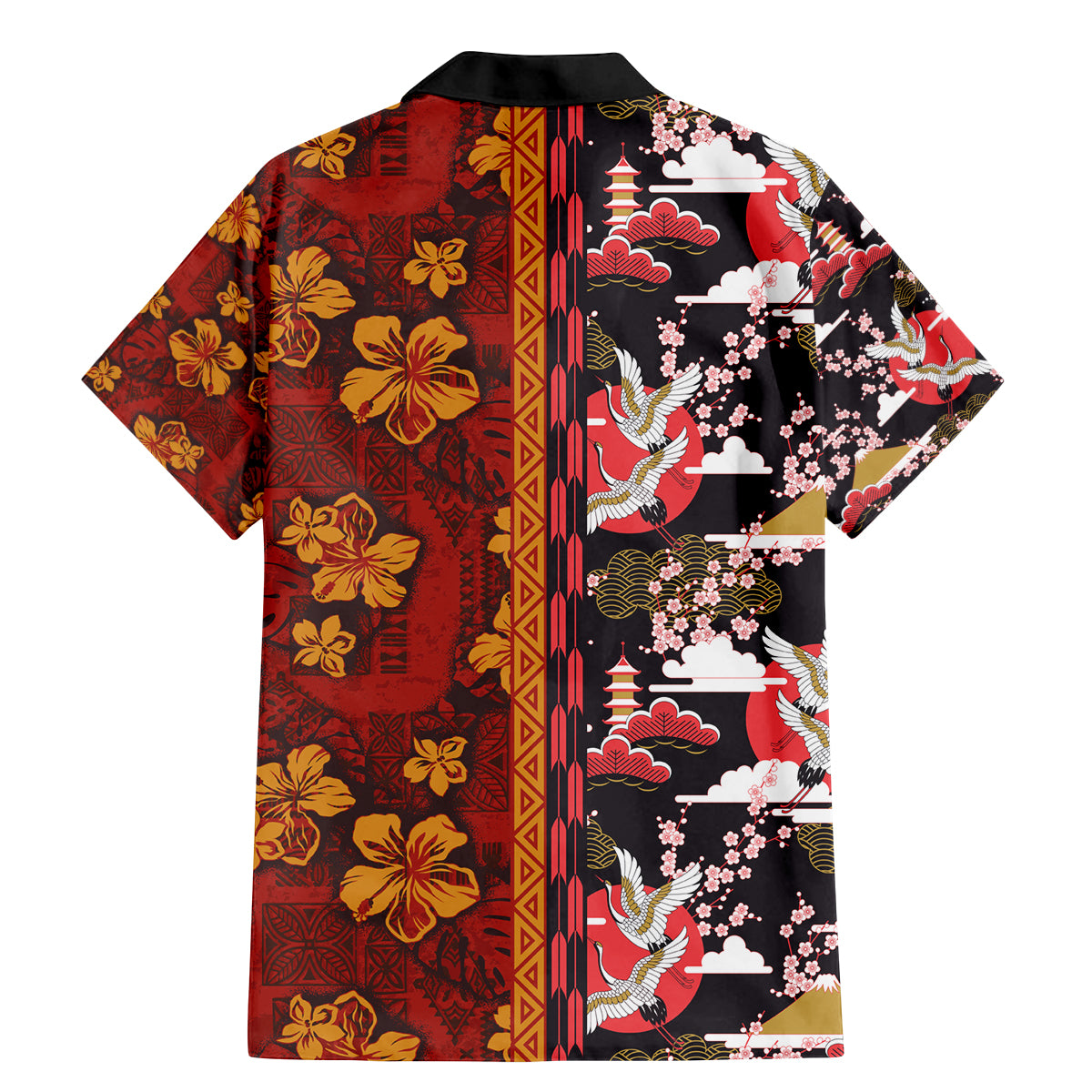 Japanese Culture Hawaii Style Family Matching Mermaid Dress and Hawaiian Shirt Hawaiian Tribal and Japanese Pattern Together Culture LT03 - Polynesian Pride
