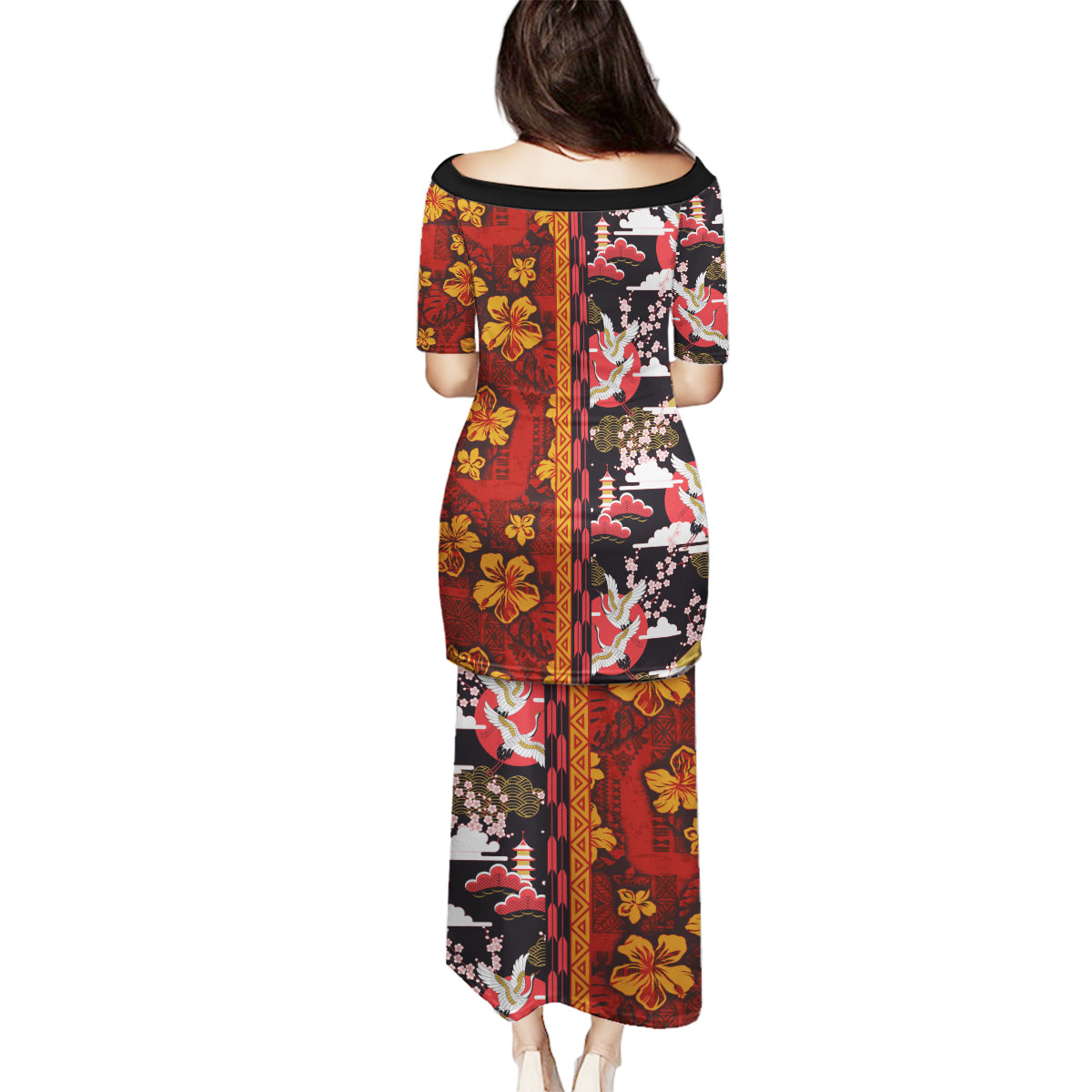 Japanese Culture Hawaii Style Family Matching Puletasi and Hawaiian Shirt Hawaiian Tribal and Japanese Pattern Together Culture LT03 - Polynesian Pride
