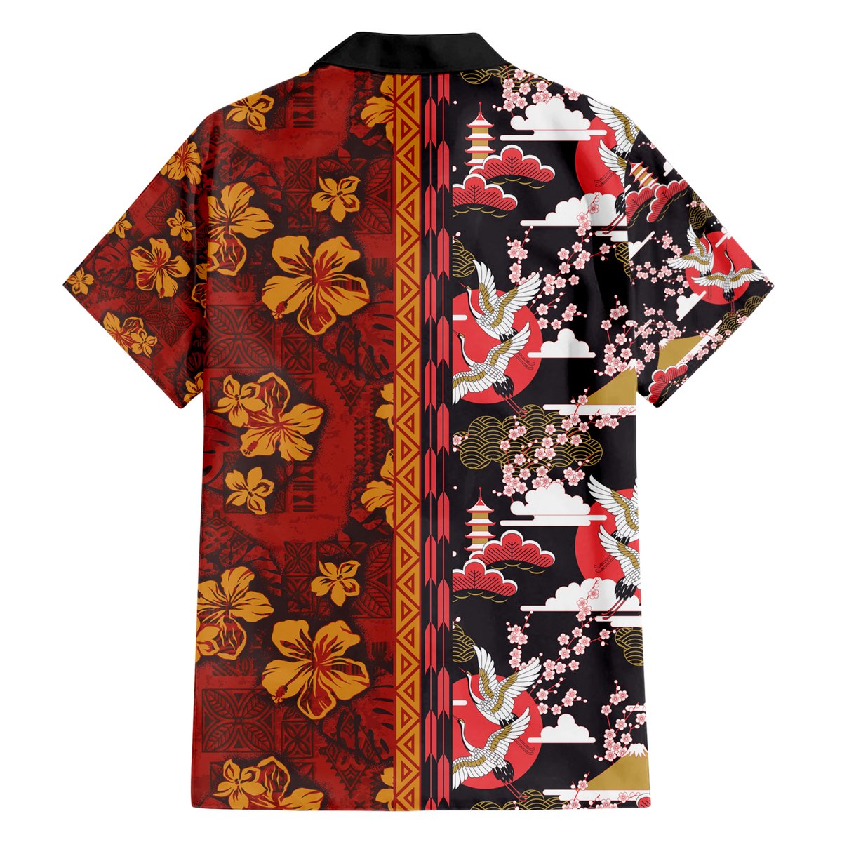Japanese Culture Hawaii Style Hawaiian Shirt Hawaiian Tribal and Japanese Pattern Together Culture LT03 - Polynesian Pride