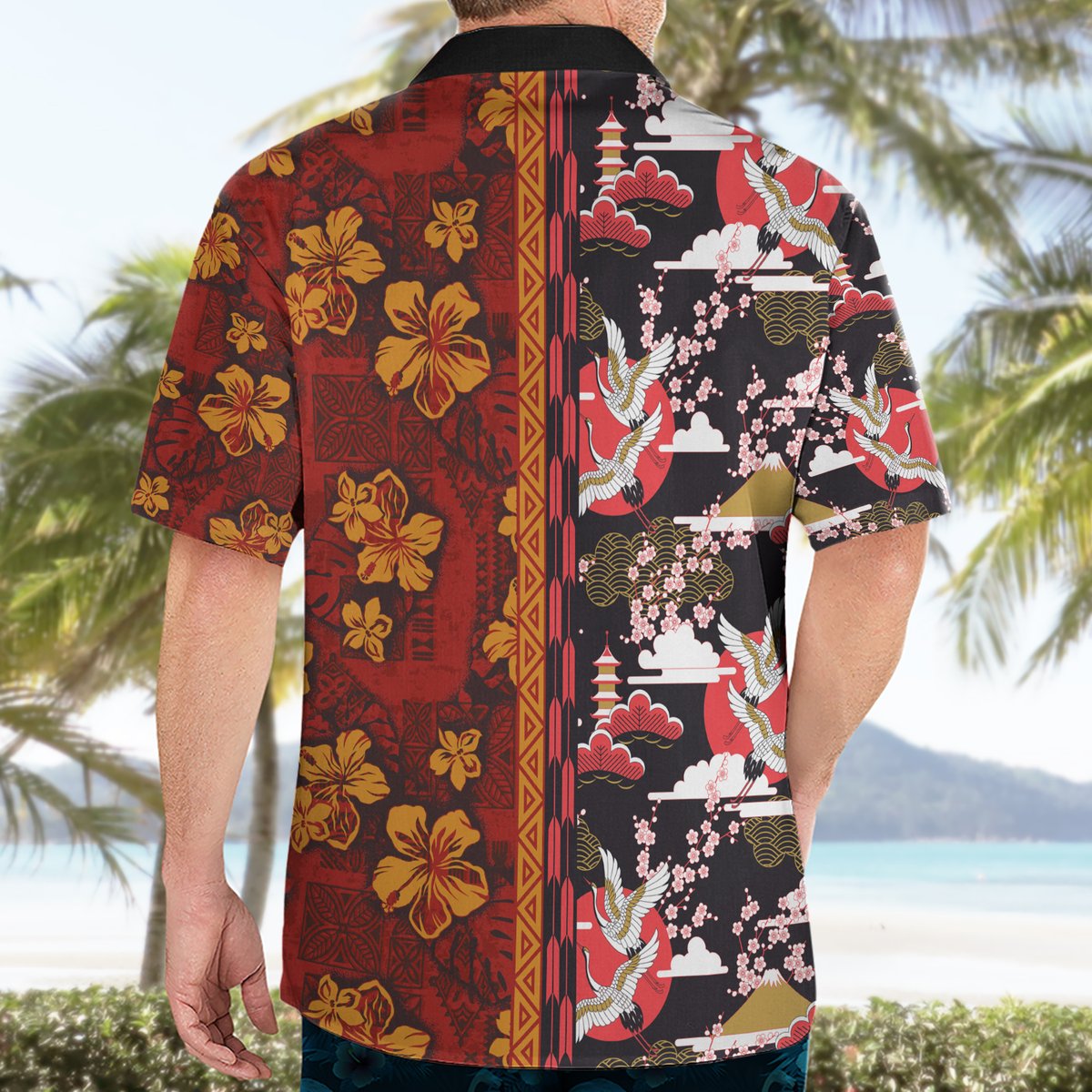 Japanese Culture Hawaii Style Hawaiian Shirt Hawaiian Tribal and Japanese Pattern Together Culture LT03 - Polynesian Pride