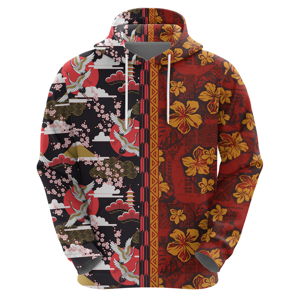 Japanese Culture Hawaii Style Hoodie Hawaiian Tribal and Japanese Pattern Together Culture LT03 - Polynesian Pride