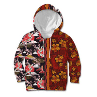 Japanese Culture Hawaii Style Kid Hoodie Hawaiian Tribal and Japanese Pattern Together Culture LT03 Hoodie Red - Polynesian Pride