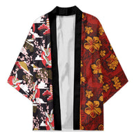 Japanese Culture Hawaii Style Kimono Hawaiian Tribal and Japanese Pattern Together Culture LT03 Unisex Red - Polynesian Pride