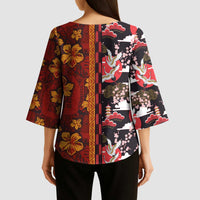 Japanese Culture Hawaii Style Kimono Sleeve Blouse Hawaiian Tribal and Japanese Pattern Together Culture LT03 - Polynesian Pride