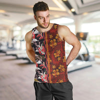 Japanese Culture Hawaii Style Men Tank Top Hawaiian Tribal and Japanese Pattern Together Culture LT03 Red - Polynesian Pride