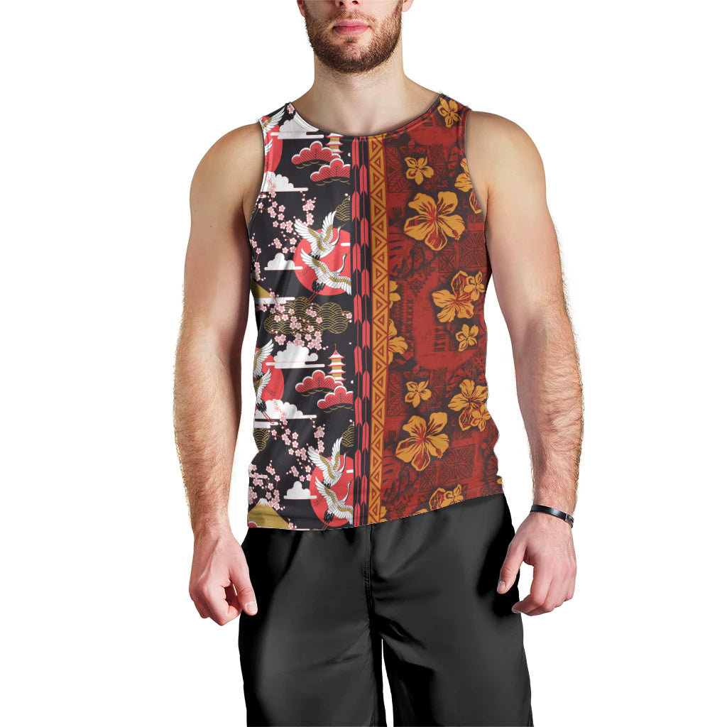 Japanese Culture Hawaii Style Men Tank Top Hawaiian Tribal and Japanese Pattern Together Culture LT03 - Polynesian Pride