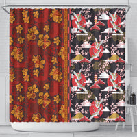 Japanese Culture Hawaii Style Shower Curtain Hawaiian Tribal and Japanese Pattern Together Culture LT03 - Polynesian Pride