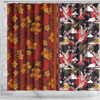 Japanese Culture Hawaii Style Shower Curtain Hawaiian Tribal and Japanese Pattern Together Culture LT03 - Polynesian Pride